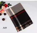 Classic British style plaid winter scarf for men in elegant gray and black finish - Red Striped (A09)