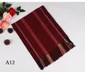 Classic burgundy striped men's winter scarf with warm tassels, style A12 for cold weather - Wine Red Thick Stripes (A12)