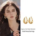 Elegante gouden Mobius-ringoorbellen met 3 cm diameter en S925 zilveren naalden. - Möbiusring / 925 Sterling zilveren oorbelsteker / Goud