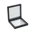 Detail view of a black square PE film floating display frame for jewelry storage. - Floating Jewelry Display Box