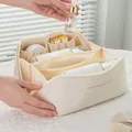 Grote accordeon kussen cosmetische tas in crème witte variant - Broken Wit / Toilettas Met Grote Capaciteit