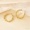 Boucles d'oreilles créoles torsadées en acier titane plaqué or 18 carats au design chic - Style Géométrique Corde Torsadée (PJER438) / 30mm / Or
