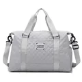 Grand sac de voyage matelassé gris clair pour le fitness et les courts séjours - Gris
