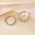 Boucles d'oreilles créoles torsadées en acier titane argenté au design géométrique chic - Style de Texture Torsadée (PJER437) / 30mm / Acier