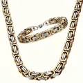 Conjunto De Collar Y Pulsera De Oro Bicolor De 45 Mm.