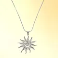 Collana Con Girasole Oro Bianco (catena A Maglia Tonda Tipo Serpente)