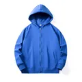 Felpa con cappuccio e zip blu reale per uomo e donna, felpa tinta unita stile casual - S / Blu Klein