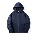 Felpa con cappuccio blu scuro a tinta unita con cerniera e pratiche tasche a marsupio - S / Blu navy