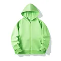 Vibrant lime green zip-up hoodie with front pockets and hood in soft terry cotton - Fruit Green