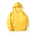 Vibrant yellow zip-up hoodie for men and women, featuring a soft terry fabric finish - Yellow