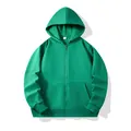 Classic solid green zip-up hoodie with front pockets for men and women - Green