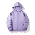Premium plain unisex zip-up french terry hooded sweatshirt in soft lavender purple color - Taro Purple