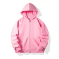 Minimalist solid pink zip-up hoodie for men and women featuring warm fleece fabric - Sakura Pink
