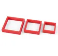 Professionelles Set aus drei roten quadratischen PE-Folien-Schmuckdisplays - 7*7 Ohne Sockel / Rot