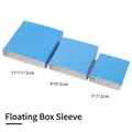Set aus drei blauen Papiermanschetten für PE-schwebende Schmuckdisplays in verschiedenen Größen. - Himmelblaue Papierhülle / 7*7 Ohne Sockel / Himmelblau