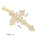 Vue détaillée montrant les dimensions du pendentif croix dorée avec zircons micro-pavés. - Croix Or Zirconia Micro-pavage de Luxe (#24)