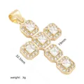 Beau pendentif croix en or avec zircones cubiques et mesures de taille précises - Pendentif Croix Zirconia Carré Micro-pavage (#7)