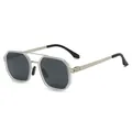 Occhiali da sole aviator polarizzati da uomo con montatura in metallo argento e lenti scure - Montatura Argento Opaco Lente Grigia (C3)