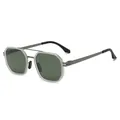 Stylish aviator polarized sunglasses with large geometric metal frame and green lenses - Matte Gunmetal Frame G15 Green Lens (C6)