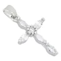 Pendentif croix en cuivre argenté avec cristaux de zircon brillants pour bijoux - Pendentif Croix Zirconia Argenté Marquise (#6)
