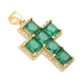 Pendentif croix en cuivre doré avec des zircons carrés vert émeraude pour bijoux DIY - Pendentif Croix Zirconia Taille Émeraude Vert (#16)