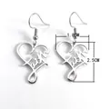 Dimensions détaillées pour boucles d'oreilles cœur évidé faith en acier inoxydable. - Texte d'amour
