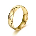 Macro view of a gold-plated stainless steel ring featuring a classic quilted pattern texture - Size 5 / 6mm Gold