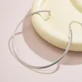 Primo piano della collana girocollo in metallo argento opaco con catenella. - Bianco K/Argento