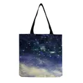 Canvas tote bag featuring a vibrant starry night galaxy print with black straps. - Vast Nebula Style (hm3603)