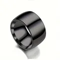 Bague large unisexe en alliage poli noir avec une finition minimaliste et élégante - Taille 7 / Noir