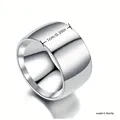 Bague minimaliste polie en alliage d'argent, large et unie, largeur de 1 cm. - Taille 7 / Argenté