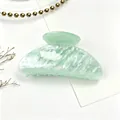 Elegante pinza para el cabello de acrílico verde claro con patrón de mármol, media - Verde Agua