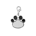 Durable silver zinc alloy paw-shaped pet ID tag for thermal transfer with black accents - Paw Shape Black