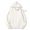 Felpa con cappuccio oversize bianco crema classica con tasca a marsupio e coulisse regolabile. - M / Bianco