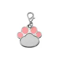 Sublimation zinc alloy paw-shaped pet ID tag in pink and silver with lobster clasp - Paw Shape Pink