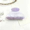 Minimalist purple marbled acrylic hair claw clip for elegant Korean hairstyles - Purple