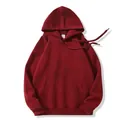 Felpa con cappuccio oversize rosso scuro classica con tasca a marsupio e coulisse - S / Borgogna