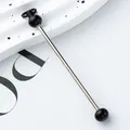 Silver DIY beading rod with black beads for personalized keychain crafting - Black