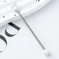 Professional DIY beaded metal rod in silver with white sphere ends for keychain crafts - White