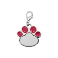 Sublimation zinc alloy paw pet ID tag with red enamel details and lobster clasp - Paw Shape Red