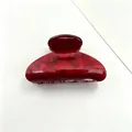 Elegant red marble acrylic hair claw clip with glossy water ripple texture finish - Burgundy