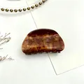Elegant medium tortoiseshell acrylic hair claw clip with brown water ripple pattern - Brown