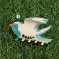 Sweet bird shaped acetate hair claw clip in cream and blue colors for daily wear - Blue White Flying Bird Style (H1321)