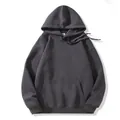 Oversized plain dark grey streetwear hoodie with kangaroo pocket and drawstring - Iron Grey