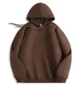 Comfortable oversized dark brown hoodie with a front kangaroo pocket and drawstring - Coffee