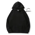 Professional solid black oversized drawstring hoodie with front pocket variant - Black