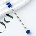 Blue beaded metal rod accessory for DIY handmade keychains and jewelry crafts - Dark Blue
