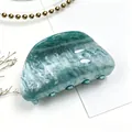 Elegant green marbled acrylic shark hair claw clip with unique water pattern texture - Sea Green