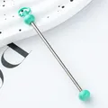 Creative metal DIY bead rod featuring gradient turquoise beads for personalized keychain jewelry - Mint Green
