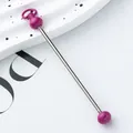 High quality DIY metal beading rod for handmade keychain with magenta bead ends - Purple